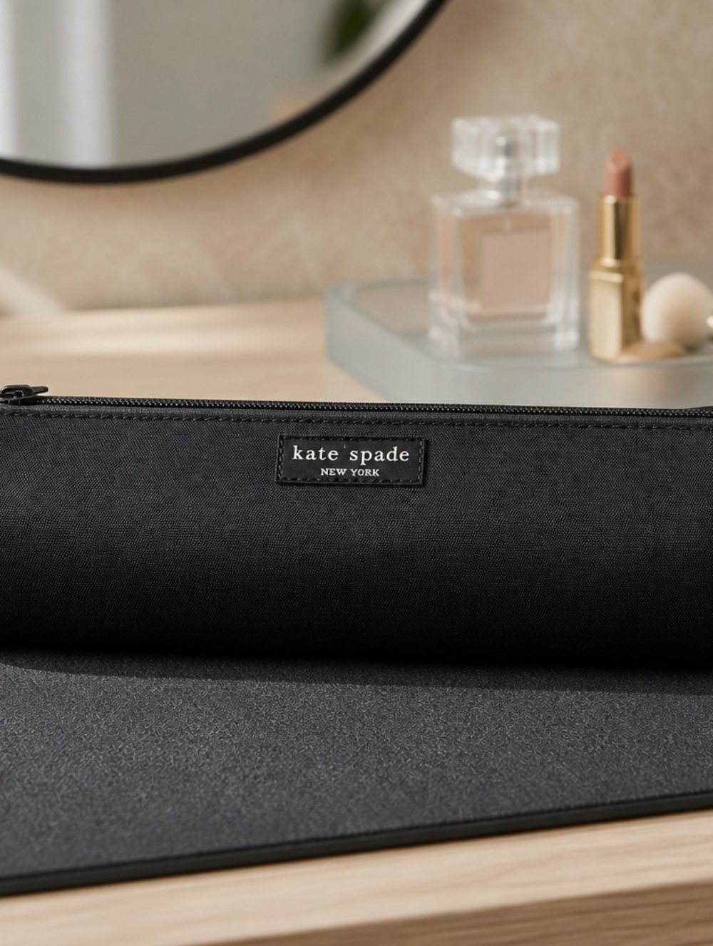 Kate Spade Black Nylon Cosmetic Zip Pouch
